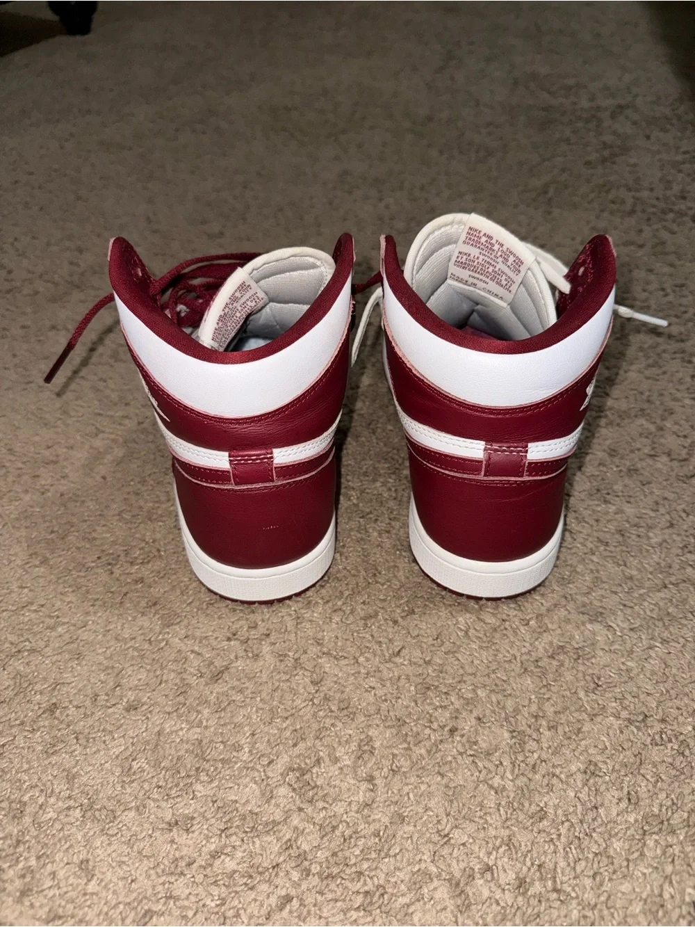 Jordan High-Top Sneakers in White and Burgundy